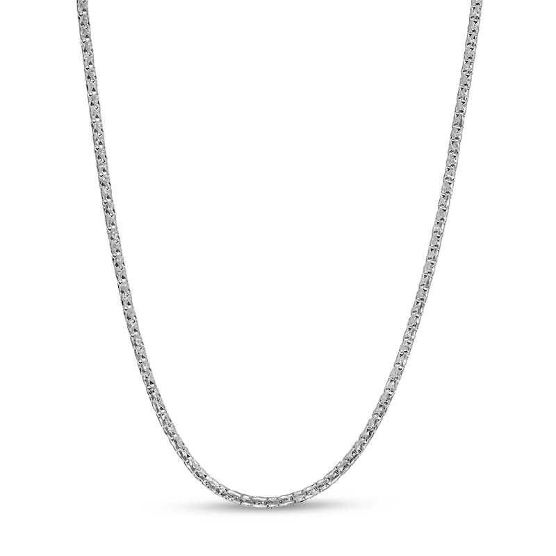 1.2mm Diamond-Cut Round Box Chain Necklace in Hollow 14K White Gold - 18"|Peoples Jewellers