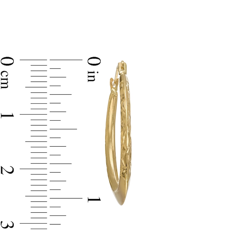 26.06mm Diamond-Cut Knife Edge Tube Oval Hoop Earrings in 10K Gold|Peoples Jewellers