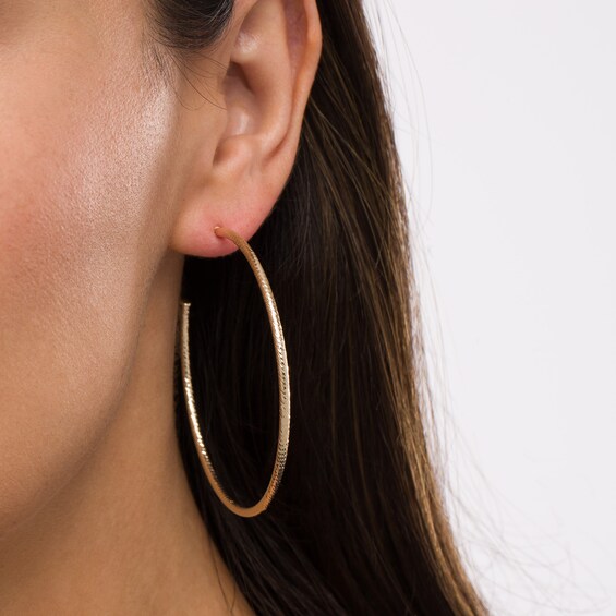 60.0mm Diamond-Cut Hoop Earrings in 14K Gold