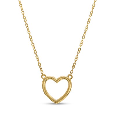 Puff Heart Outline Necklace in 10K Gold