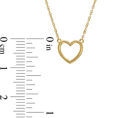 Puff Heart Outline Necklace in 10K Gold