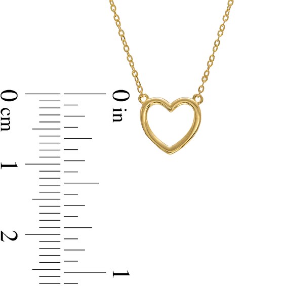 Puff Heart Outline Necklace in 10K Gold