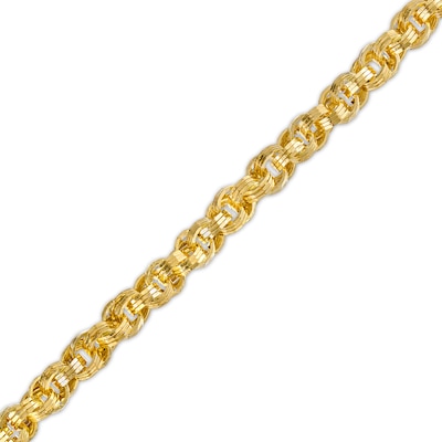 4.15mm Interlocking Triple Row Link Chain Bracelet in Hollow 14K Gold - 7.25"