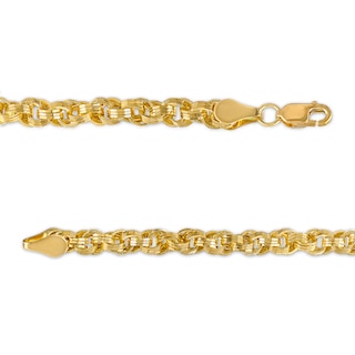 4.15mm Interlocking Triple Row Link Chain Bracelet in Hollow 14K Gold - 7.25"