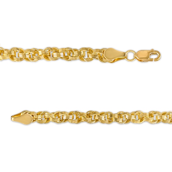 4.15mm Interlocking Triple Row Link Chain Bracelet in Hollow 14K Gold - 7.25"