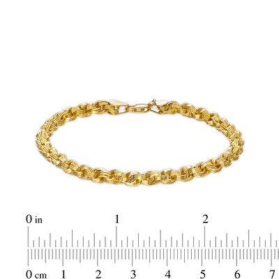 4.15mm Interlocking Triple Row Link Chain Bracelet in Hollow 14K Gold - 7.25"