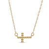 Thumbnail Image 0 of Sideways Diamond-Cut Bead Cross Necklace in 10K Gold - 17"