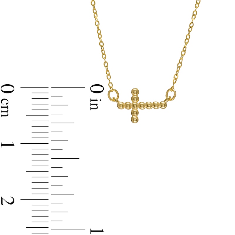 Sideways Diamond-Cut Bead Cross Necklace in 10K Gold - 17"|Peoples Jewellers