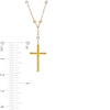 Thumbnail Image 3 of Cross and Brilliance Bead Station &quot;Y&quot; Necklace in 10K Tri-Tone Gold - 17&quot;