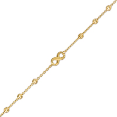 Diamond-Cut Infinity and Brilliance Bead Station Bracelet in 10K Gold - 7.5"