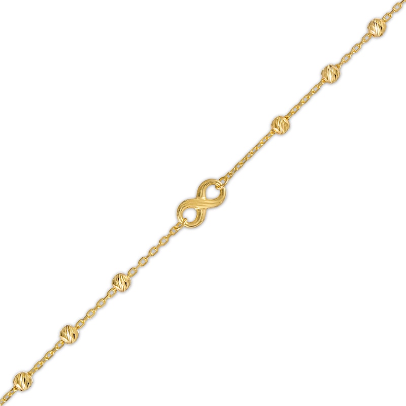 Diamond-Cut Infinity and Brilliance Bead Station Bracelet in 10K Gold - 7.5"|Peoples Jewellers