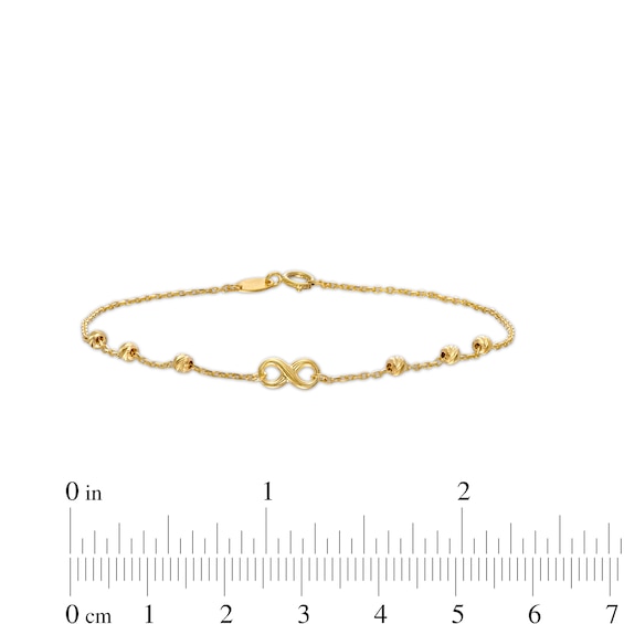 Diamond-Cut Infinity and Brilliance Bead Station Bracelet in 10K Gold - 7.5"