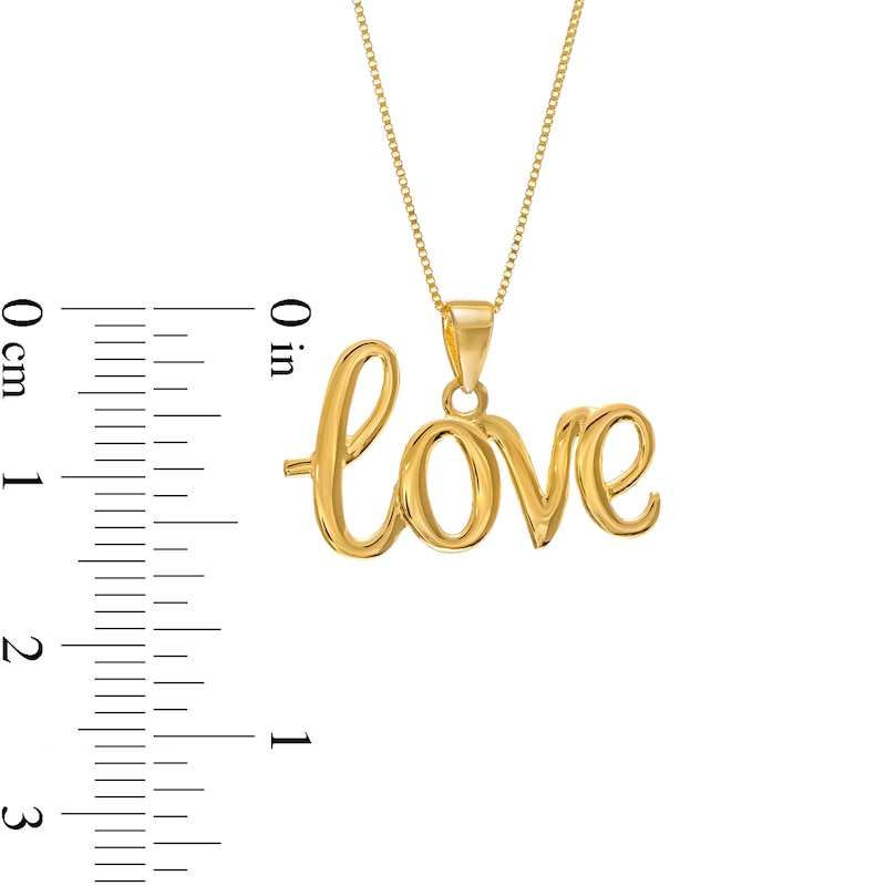 Cursive "love" Pendant in 14K Gold