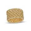 Multi-Row Rope Chain with Twist Ribbon Border Ring in 10K Gold - Size 7