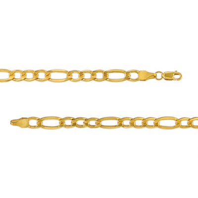 Men's 5.8mm Figaro Chain Bracelet in Hollow 14K Gold - 9"