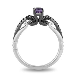 Enchanted Disney Villains Ursula Amethyst and 0.23 CT. T.W. Black Diamond Promise Ring in Sterling Silver