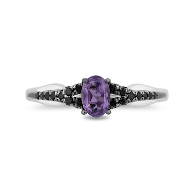 Enchanted Disney Villains Ursula Amethyst and 0.23 CT. T.W. Black Diamond Promise Ring in Sterling Silver