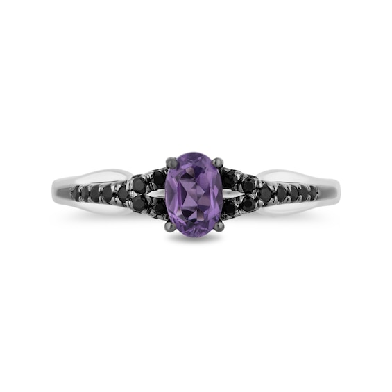 Enchanted Disney Villains Ursula Amethyst and 0.23 CT. T.W. Black Diamond Promise Ring in Sterling Silver