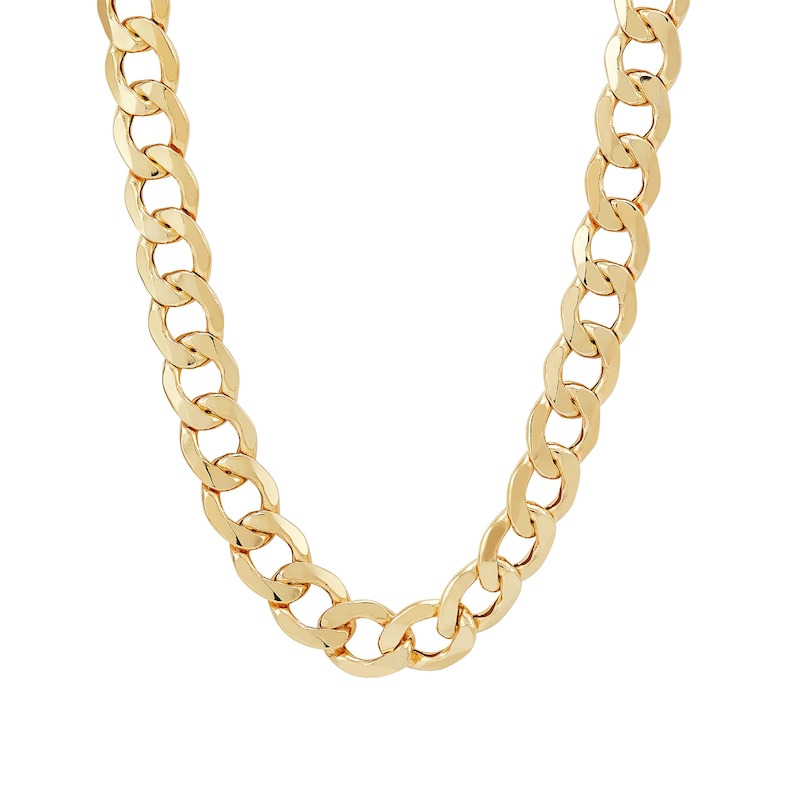 Men's 11.3mm Curb Chain Necklace in Hollow 10K Gold