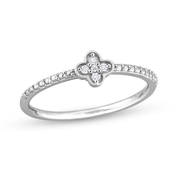 0.045 CT. T.W. Diamond Clover Promise Ring in Sterling Silver