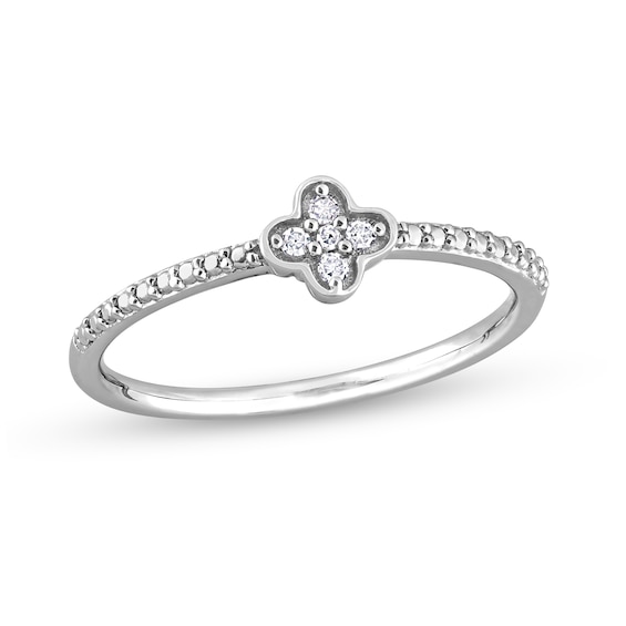 0.045 CT. T.W. Diamond Clover Promise Ring in Sterling Silver