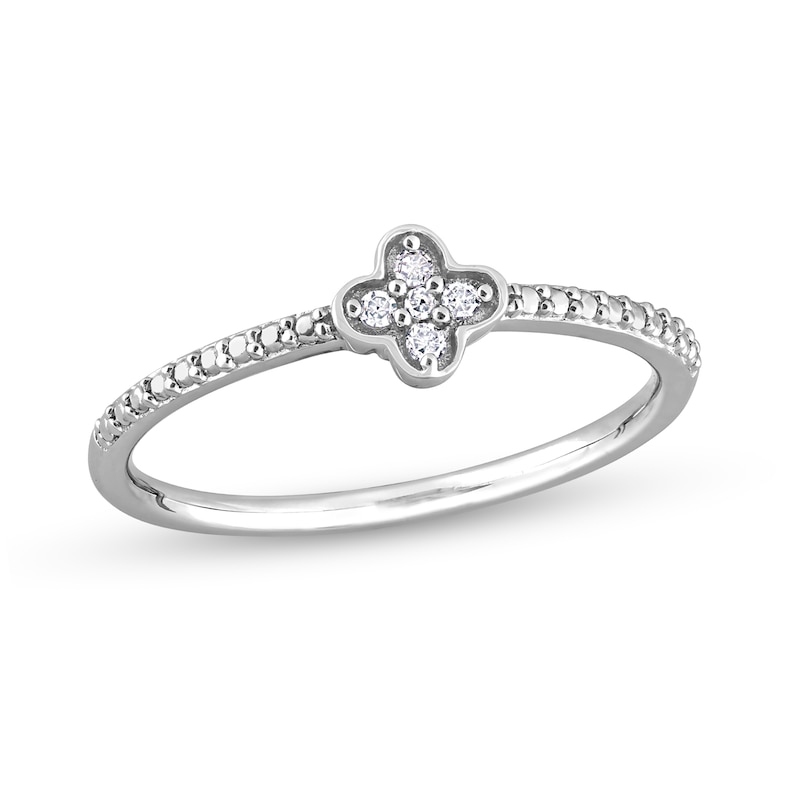 0.045 CT. T.W. Diamond Clover Promise Ring in Sterling Silver|Peoples Jewellers