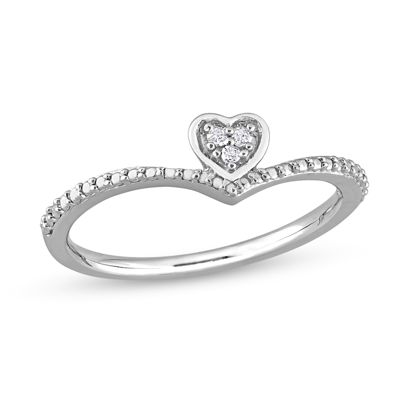 Diamond Accent Contour Heart Promise Ring in Sterling Silver|Peoples Jewellers