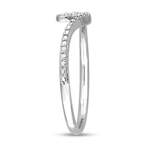 Diamond Accent Contour Heart Promise Ring in Sterling Silver