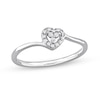 Diamond Accent Heart Frame Bypass Promise Ring in Sterling Silver