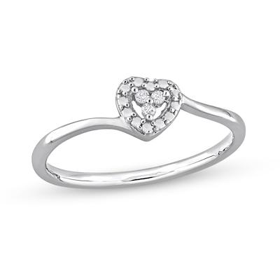 Diamond Accent Heart Frame Bypass Promise Ring in Sterling Silver