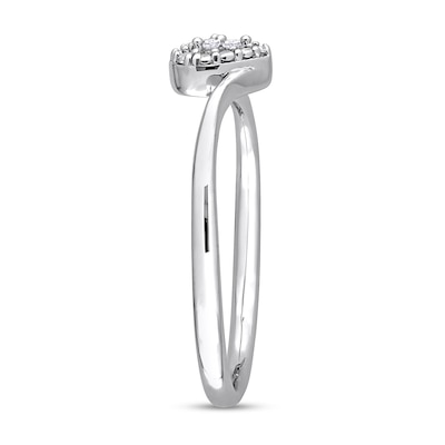 Diamond Accent Heart Frame Bypass Promise Ring in Sterling Silver