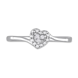 Diamond Accent Heart Frame Bypass Promise Ring in Sterling Silver