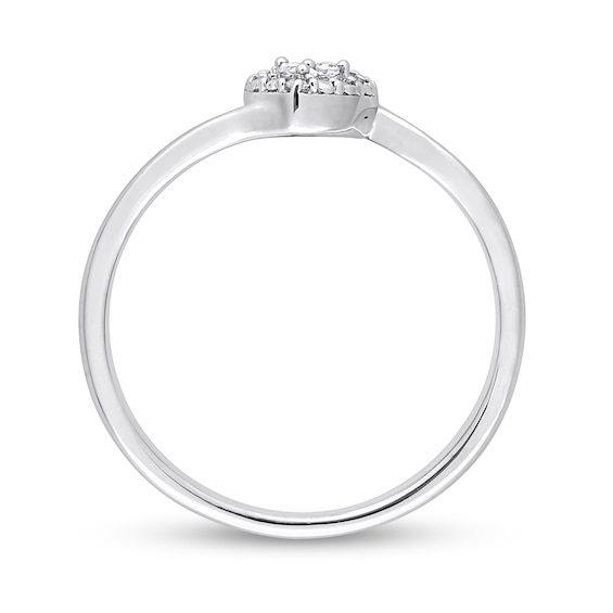 Diamond Accent Heart Frame Bypass Promise Ring in Sterling Silver