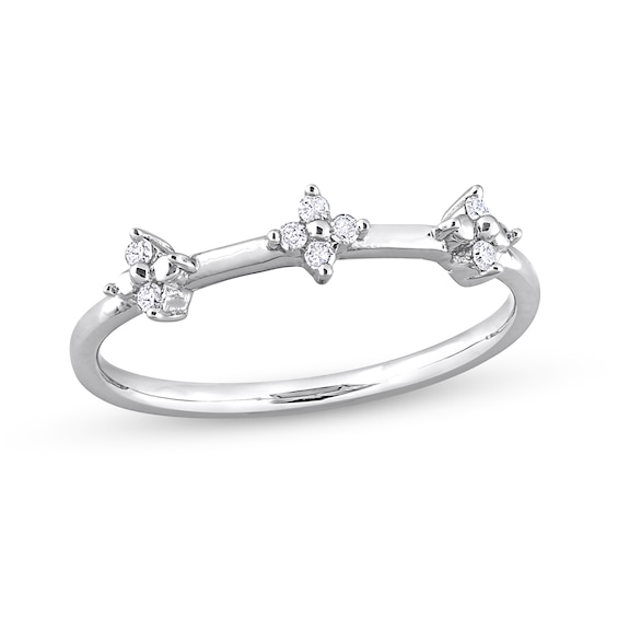 0.08 CT. T.W. Diamond Trio Promise Ring in Sterling Silver