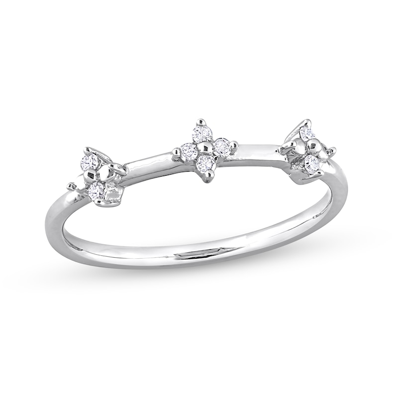0.08 CT. T.W. Diamond Trio Promise Ring in Sterling Silver|Peoples Jewellers