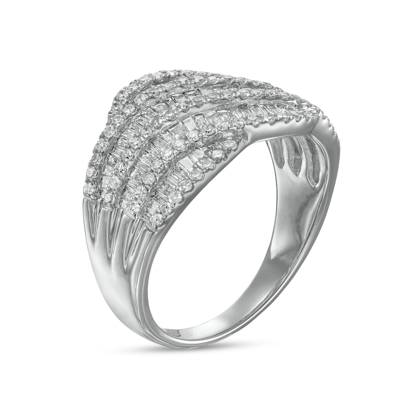 1.03 CT. T.W. Diamond Multi-Row Wave Ring in 10K White Gold