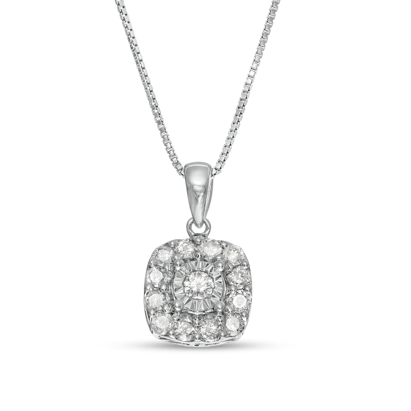0.50 CT. T.W. Diamond Cushion-Shaped Frame Pendant in Sterling Silver|Peoples Jewellers