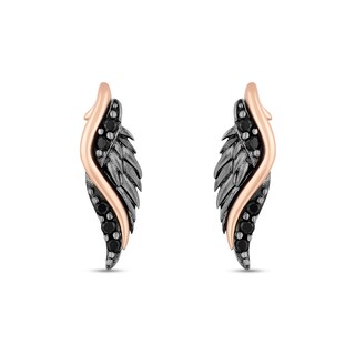 Enchanted Disney Villains Maleficent Diamond Wing Pendant and Earrings Set in Sterling Silver and 10K Rose Gold