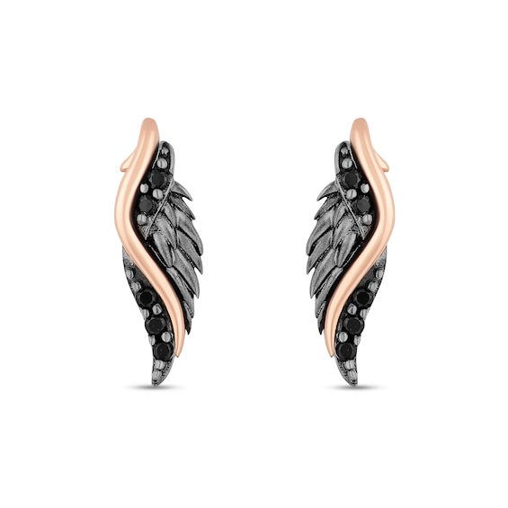 Enchanted Disney Villains Maleficent Diamond Wing Pendant and Earrings Set in Sterling Silver and 10K Rose Gold