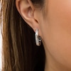 Thumbnail Image 1 of 0.50 CT. T.W. Baguette Diamond Hoop Earrings in Sterling Silver