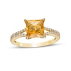 Thumbnail Image 0 of 7.0mm Princess-Cut Citrine and White Lab-Created Sapphire Split Shank Ring in 10K Gold