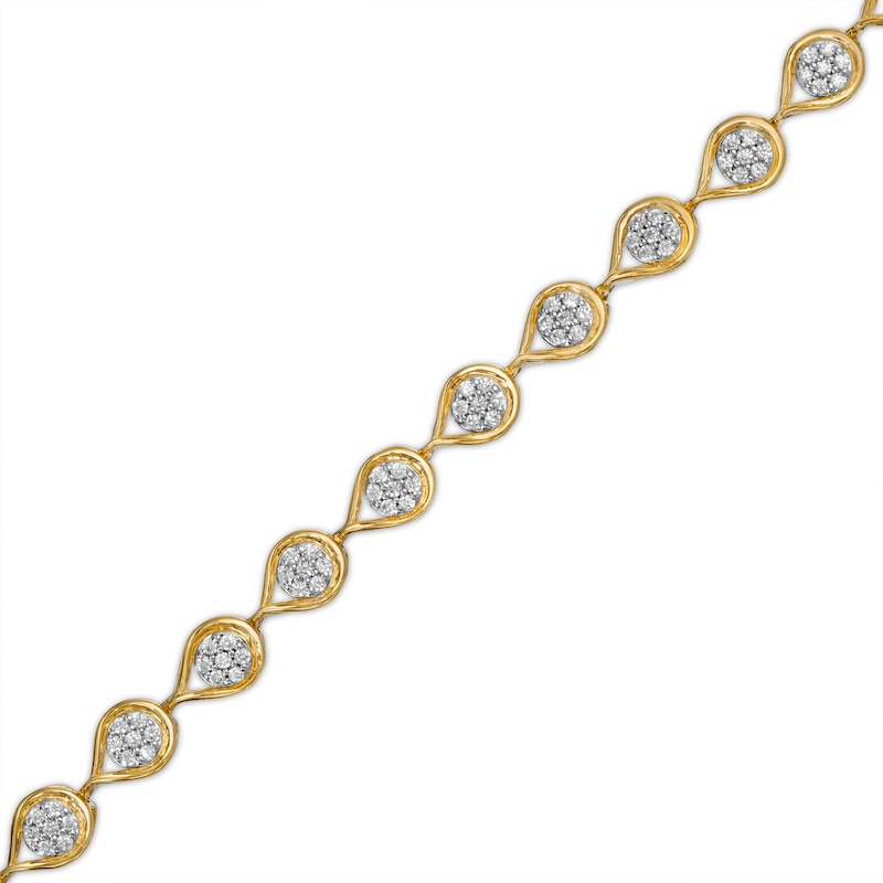1.00 CT. T.W. Composite Diamond Teardrop Line Bracelet in 10K Gold – 7.5"