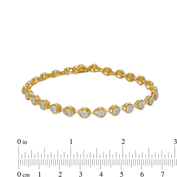 1.00 CT. T.W. Composite Diamond Teardrop Line Bracelet in 10K Gold – 7.5"