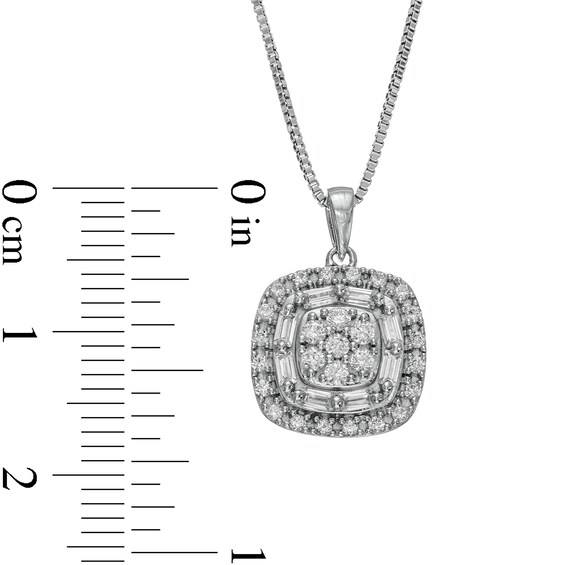 0.50 CT. T.W. Composite Cushion-Shaped Diamond Pendant in 10K White Gold