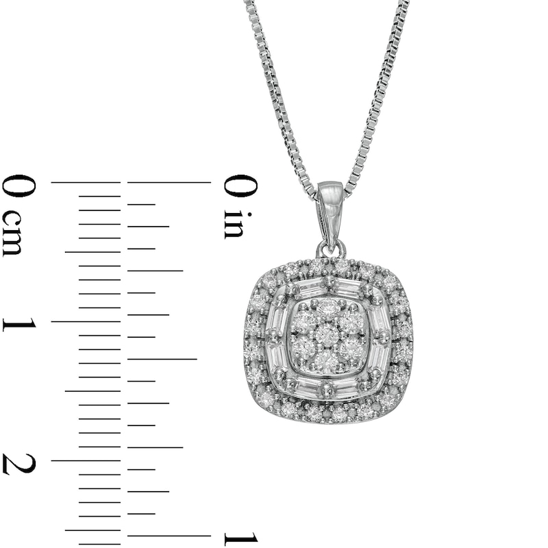 0.50 CT. T.W. Composite Cushion-Shaped Diamond Pendant in 10K White Gold