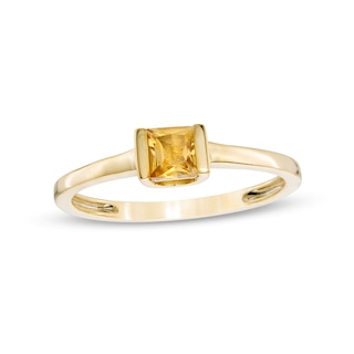 4.0mm Princess-Cut Citrine Solitaire Channel-Set Ring in 10K Gold