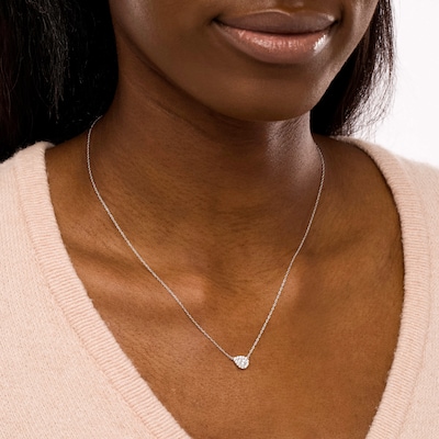 Pear-Shaped Composite White Lab-Created Sapphire Tilted Teardrop Necklace in Sterling Silver