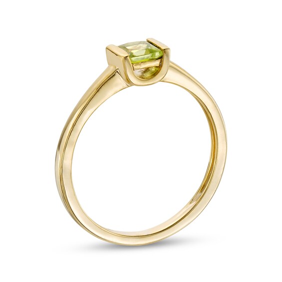 4.0mm Princess-Cut Peridot Solitaire Channel-Set Ring in 10K Gold