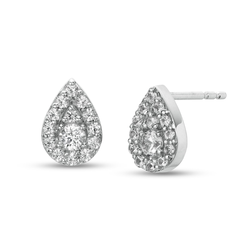 Pear-Shaped Composite White Lab-Created Sapphire Teardrop Stud Earrings in Sterling Silver|Peoples Jewellers