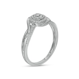 0.13 CT. T.W. Composite Oval Diamond Frame Bypass Promise Ring in 10K White Gold